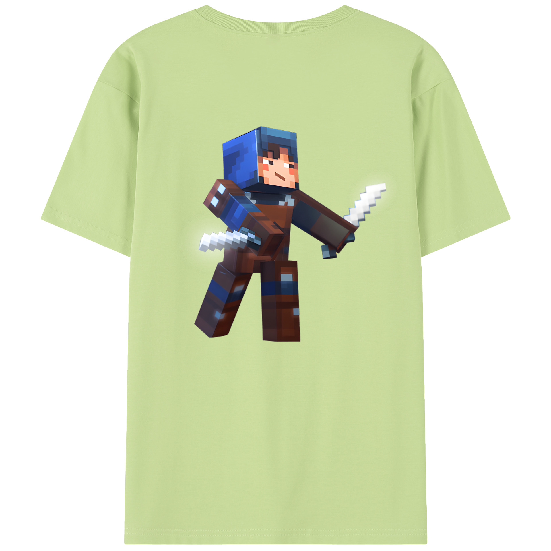 （画像用） マインクラフト ブロックの世界 Minecraft MC Block world 綿100％半袖Tシャツ（背面プリント）